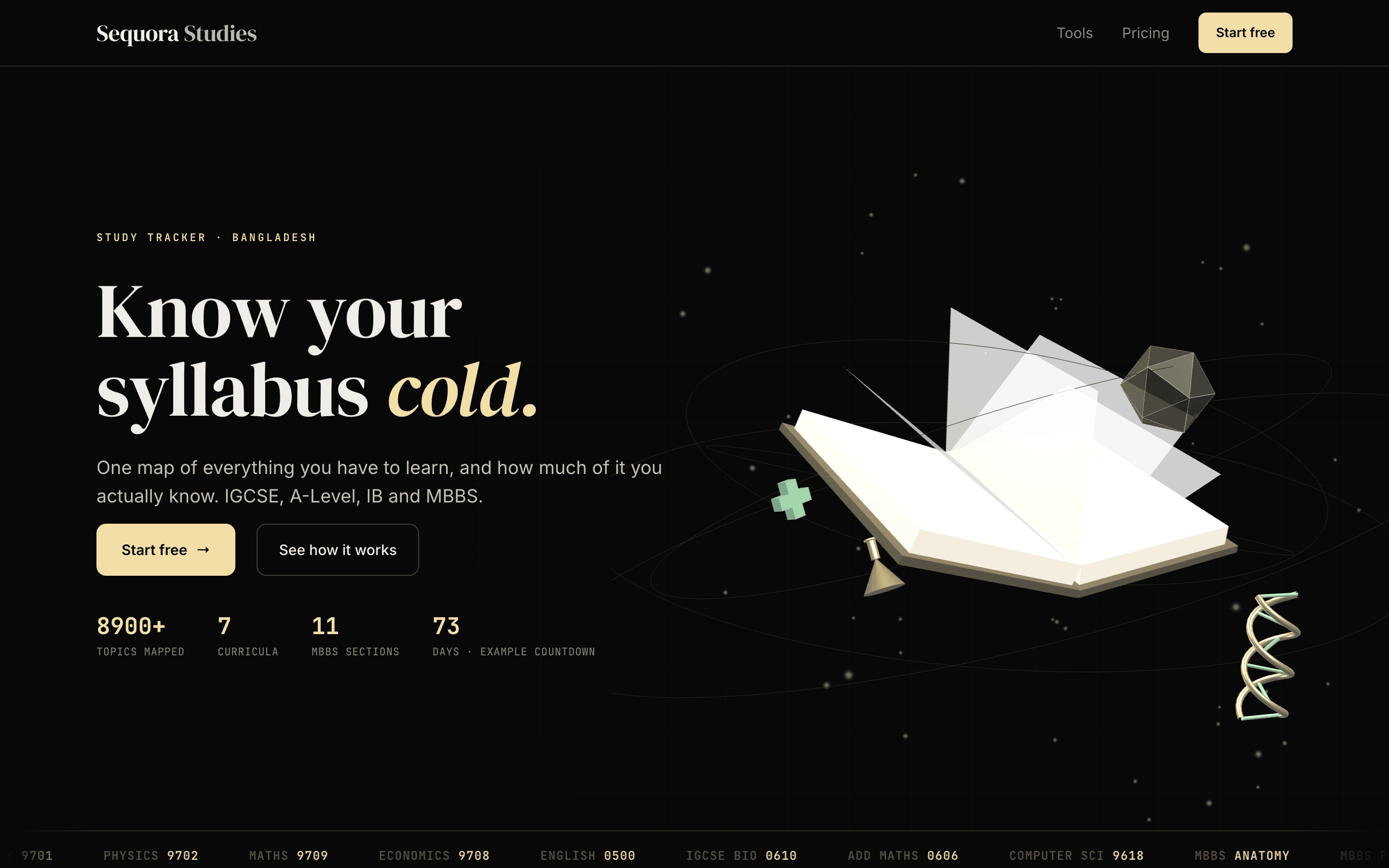 The live Sequora Studies website